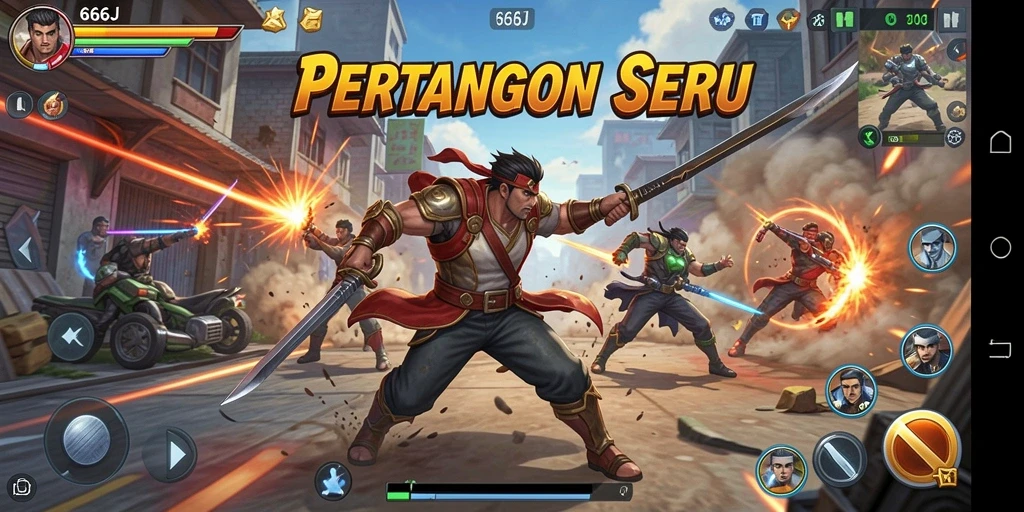 Screenshot utama 666J menampilkan aksi pertarungan yang mendebarkan.