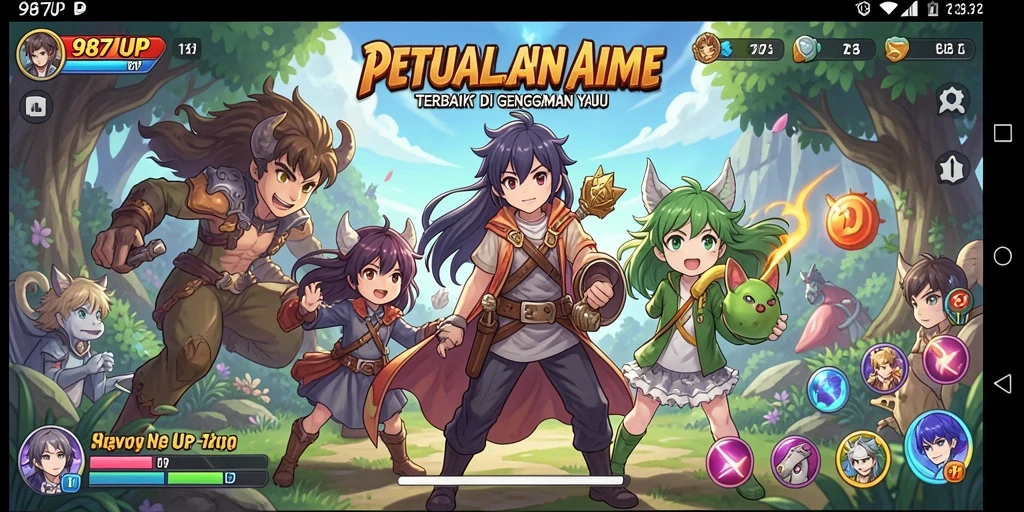 Tampilan gameplay menawan di 987UP dengan karakter Anime.