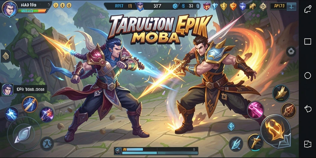 Tangkapan layar menampilkan aksi pertarungan seru dalam game MOBA API77.