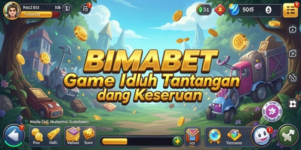 Tampilan utama gameplay BIMABET menampilkan dunia Idle yang berwarna.