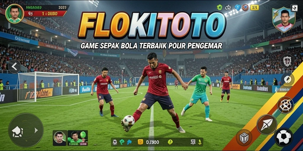 Tampilan Screenshot Gameplay FLOKITOTO dengan aksi sepak bola yang mendebarkan.