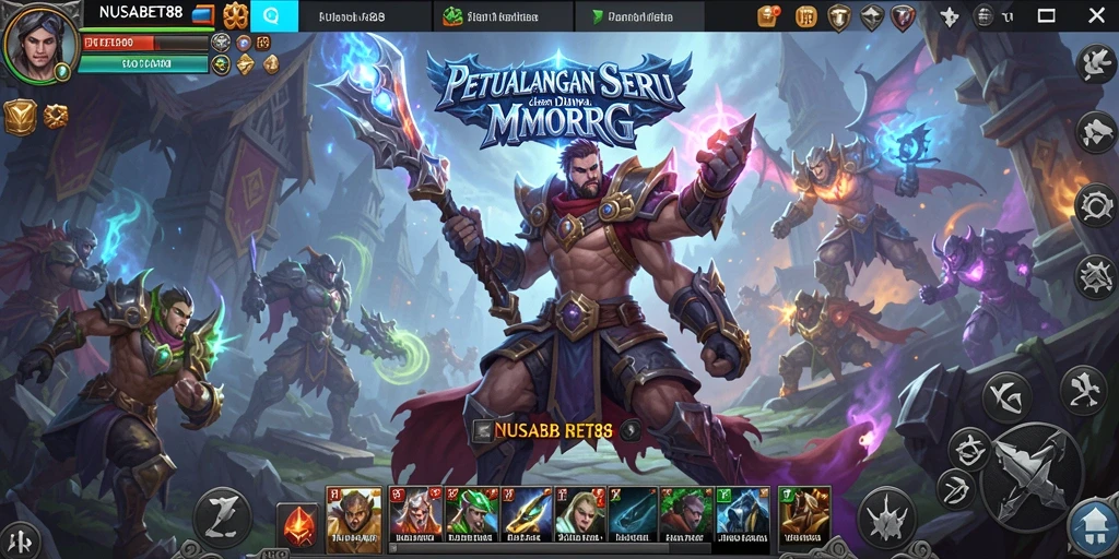 Screenshot gameplay NUSABET88 yang menampilkan aksi seru dalam pertempuran MMORPG.
