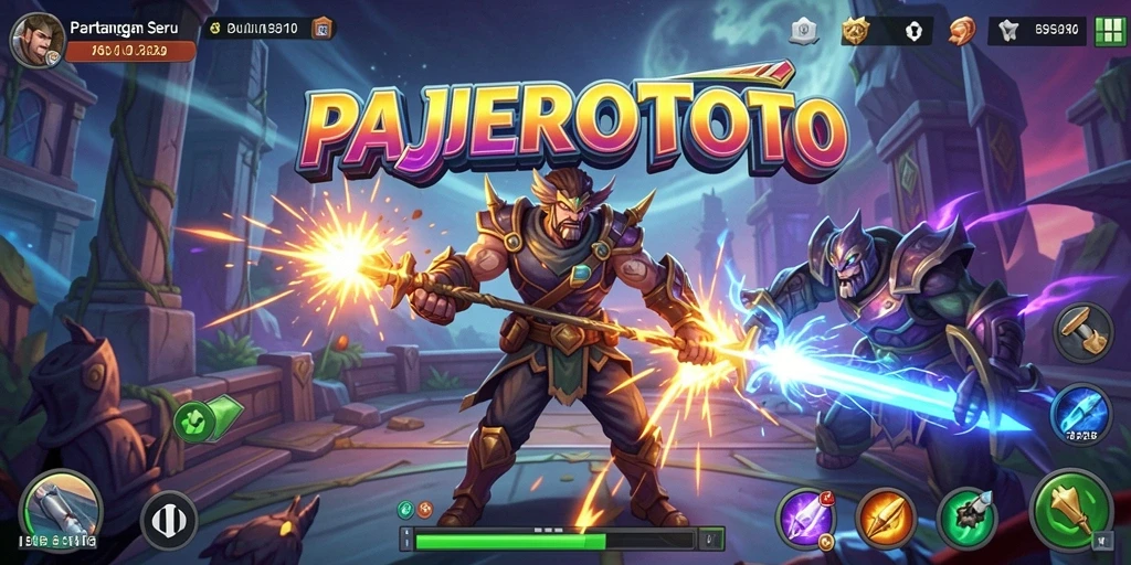Screenshot gameplay yang menampilkan pertarungan epik PAJEROTOTO.