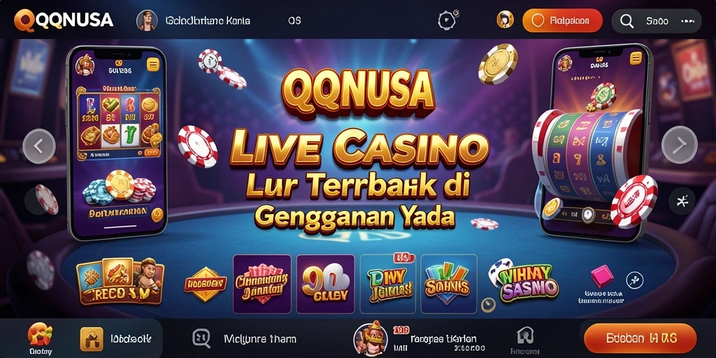 Menampilkan dealer langsung dan pemain yang terlibat dalam permainan kasino.