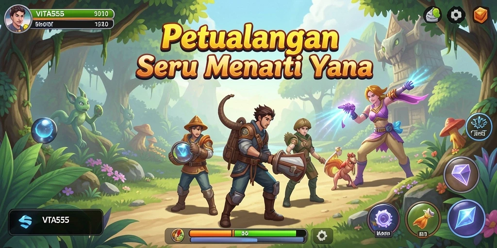 Tampilan gameplay seru dalam VITA555 yang penuh petualangan.